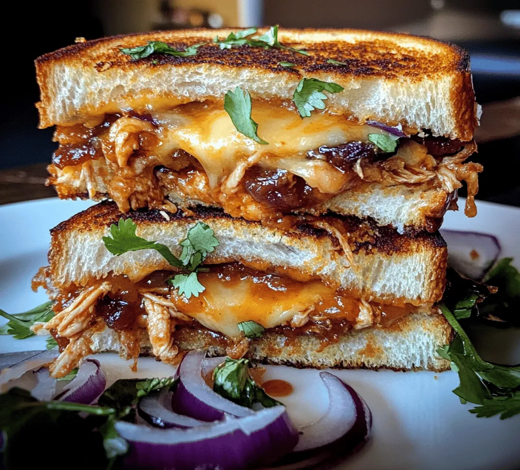 The BBQ Chicken Grilled Cheese is a delightful twist on the classic comfort food that combines the savory flavors of grilled chicken and tangy barbecue sauce with the gooey goodness of melted cheese. This sandwich is not just a delicious meal; it is a celebration of flavors that brings together two beloved culinary staples: barbecue and the grilled cheese sandwich. Whether you are looking for a quick weeknight dinner or a casual gathering meal, this recipe is a fantastic way to utilize leftover chicken while adding a unique touch to your dining experience.