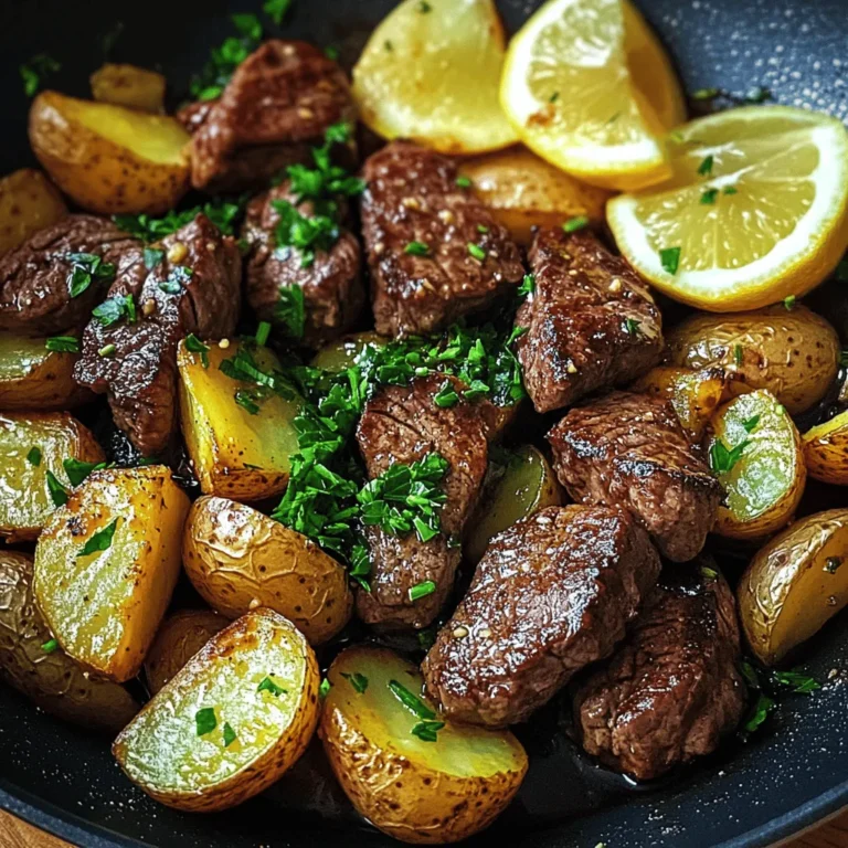 If you’re in search of a dish that effortlessly combines rich flavors with comforting simplicity, then the Garlic Butter Steak and Potatoes Skillet is the answer. This one-pan wonder features tender sirloin steak and perfectly roasted baby potatoes, all enveloped in a luscious garlic butter sauce that guarantees an explosion of flavor in every bite. Whether you’re whipping it up for a quick weeknight dinner or showcasing it at a special gathering, this recipe is sure to impress.