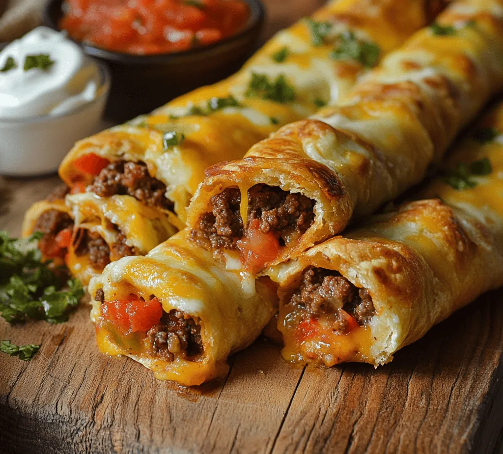 Cheesy Taco Sticks are the ultimate comfort food, combining the beloved flavors of tacos with the gooey, indulgent texture of melted cheese wrapped in a crispy dough. This delightful recipe has gained popularity among food enthusiasts due to its fun and flavorful appeal, making it a perfect snack or meal option for various occasions. Whether you're hosting a lively game night, planning a casual family dinner, or simply craving a tasty treat, Cheesy Taco Sticks deliver a satisfying experience that everyone will love.