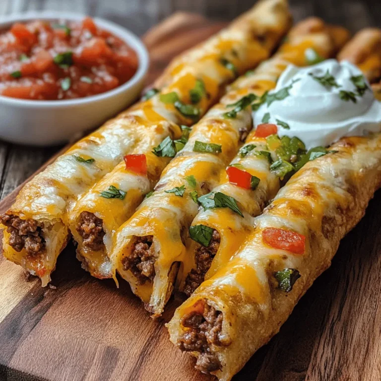 Cheesy Taco Sticks are the ultimate comfort food, combining the beloved flavors of tacos with the gooey, indulgent texture of melted cheese wrapped in a crispy dough. This delightful recipe has gained popularity among food enthusiasts due to its fun and flavorful appeal, making it a perfect snack or meal option for various occasions. Whether you're hosting a lively game night, planning a casual family dinner, or simply craving a tasty treat, Cheesy Taco Sticks deliver a satisfying experience that everyone will love.