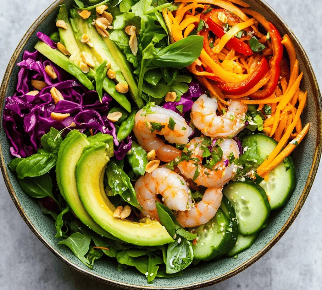 In the world of vibrant, fresh dishes, the <strong>Fresh & Flavorful Spring Roll Salad with Spicy Ginger Dressing</strong> stands out as a testament to the beauty of seasonal ingredients. This colorful salad combines a medley of crisp vegetables, fragrant herbs, and a zesty dressing, making it a perfect dish for warm weather and healthy eating. The delightful crunch of fresh produce combined with the spicy kick of ginger creates an unforgettable culinary experience that tantalizes the taste buds and satisfies the appetite.” /></p>
</p>
<h3>Ingredients for the Dressing</h3>
</p>
<p>Creating the perfect dressing is crucial for enhancing the overall flavor profile of your Fresh & Flavorful Spring Roll Salad. The star of this dressing is fresh ginger, which provides a zesty kick and aromatic depth. Ginger is renowned not only for its flavor but also for its numerous health benefits, including anti-inflammatory properties and digestive aid. When combined with other ingredients, it turns a simple salad into a vibrant dish.</p>
</p>
<p>The balance of flavors is essential in any dressing, and this one features a harmonious blend of soy sauce, honey or agave, rice vinegar, and sesame oil. The soy sauce brings a savory umami flavor, while honey or agave adds a touch of sweetness to counterbalance the acidity of the rice vinegar. The sesame oil contributes a nutty richness that complements the fresh ingredients of the salad perfectly. Together, these components create a dressing that is not only delicious but also versatile enough to be drizzled over other dishes.</p>
</p>
<h3>Step-by-Step Dressing Preparation</h3>
</p>
<p>Now that we’ve highlighted the ingredients, let’s dive into the preparation of this delightful dressing.</p>
</p>
<p>1. <strong>Start with Fresh Ingredients</strong>: For the best flavor, always use fresh ginger. Peel a small piece (approximately 1-2 inches) and grate it using a microplane or fine grater. This technique not only releases the ginger’s essential oils but also ensures a smooth texture in your dressing.</p>
</p>
<p>2. <strong>Combine the Ingredients</strong>: In a small bowl, whisk together 2 tablespoons of soy sauce, 1 tablespoon of honey or agave, 1 tablespoon of rice vinegar, and 1 tablespoon of sesame oil. Add the freshly grated ginger to the mix.</p>
</p>
<p>3. <strong>Adjusting Spice Levels</strong>: If you enjoy a bit of heat, consider adding a dash of sriracha or your favorite hot sauce. Start with a small amount (about ½ teaspoon) and increase to taste. The spicy kick will elevate the salad and add an exciting layer of flavor.</p>
</p>
<p>4. <strong>Whisk Until Smooth</strong>: Use a whisk to combine all the ingredients thoroughly. The goal is to achieve a smooth, cohesive dressing that’s well-blended. Taste and adjust the flavors, adding more honey for sweetness or vinegar for acidity as preferred.</p>
</p>
<p>5. <strong>Let It Rest</strong>: Allow the dressing to sit for at least 10 minutes before using it. This resting time allows the flavors to meld and intensify.</p>
</p>
<h3>Importance of Dressing in Salad Composition</h3>
</p>
<p>Dressing is more than just a topping; it’s a crucial element that enhances the overall flavor of your salad. It ties together all the ingredients, providing a cohesive taste experience. The right dressing can elevate simple greens and vegetables into a sophisticated dish. A well-balanced dressing will not only complement the freshness of the salad but also add depth and richness, making each bite enjoyable. In the case of the Fresh & Flavorful Spring Roll Salad, the spicy ginger dressing adds a zingy punch that harmonizes beautifully with the crisp vegetables and herbs.</p>
</p>
<h3>Step-by-Step Instructions for Assembling the Salad</h3>
</p>
<p>Now that we have our dressing ready, it’s time to assemble the salad. Follow these steps for a beautifully layered and flavorful dish.</p>
</p>
<h4>Preparing the Ingredients</h4>
</p>
<p>1. <strong>Washing and Drying</strong>: Start by washing your salad greens and vegetables thoroughly under cold running water to remove any dirt or pesticides. Use a salad spinner to dry them well; excess water can dilute the dressing and make the salad soggy.</p>
</p>
<p>2. <strong>Grating and Slicing Techniques</strong>: For optimal texture and presentation, pay attention to how you prepare your ingredients:</p>
<p>– <strong>Vegetables</strong>: Use a sharp knife to slice cucumbers and bell peppers into thin strips. Thinly slice or shred the red cabbage to add crunch and vibrant color.</p>
<p>– <strong>Herbs</strong>: Chop fresh herbs like cilantro and mint finely. This ensures their flavors are evenly distributed throughout the salad.</p>
<p>– <strong>Avocado</strong>: Cut the avocado into thin slices or cubes, depending on your preference.</p>
</p>
<h4>The Assembly Process</h4>
</p>
<p>1. <strong>Layering Ingredients</strong>: Begin by placing the washed greens in a large salad bowl. Start with a base of mixed greens or romaine. Next, add the sliced cucumbers, bell peppers, red cabbage, and grated carrots in separate sections to create a visually appealing presentation.</p>
</p>
<p>2. <strong>Arranging for Visual Appeal</strong>: Arrange the fresh herbs and avocado slices on top of the vegetables. The contrast of colors will draw the eye and make the salad look enticing.</p>
</p>
<p>3. <strong>Tossing the Salad</strong>: Just before serving, drizzle the spicy ginger dressing over the salad. Use salad tongs or your hands to gently toss the ingredients together. Ensure that the dressing coats all the vegetables evenly, enhancing their flavors without overwhelming them.</p>
</p>
<h3>Serving Suggestions</h3>
</p>
<p>Presentation can elevate your salad experience. Here are a few ideas to serve your Fresh & Flavorful Spring Roll Salad:</p>
</p>
<p>– <strong>Plating Ideas</strong>: Serve the salad in a large wooden bowl for a rustic look, or use individual bowls for a more elegant presentation. Consider garnishing with extra avocado slices or a sprinkle of sesame seeds for added texture.</p>
</p>
<p>– <strong>Letting Flavors Meld</strong>: While you can serve the salad immediately after tossing, allowing it to sit for about 10-15 minutes can enhance the flavors as the dressing seeps into the vegetables, making each bite even more delicious.</p>
</p>
<h3>Nutritional Benefits of the Fresh & Flavorful Spring Roll Salad</h3>
</p>
<p>This salad not only delights the palate but also offers numerous health benefits. Let’s delve into its nutritional aspects.</p>
</p>
<h4>Understanding Macronutrients</h4>
</p>
<p>The Fresh & Flavorful Spring Roll Salad is well-balanced, containing proteins, fats, and carbohydrates:</p>
</p>
<p>– <strong>Proteins</strong>: Ingredients like edamame or chickpeas can be added to boost the protein content, making the salad more filling and suitable for a meal.</p>
<p>– <strong>Fats</strong>: Healthy fats come from the avocado and sesame oil, which are vital for nutrient absorption and overall well-being.</p>
<p>– <strong>Carbohydrates</strong>: The vegetables provide complex carbohydrates, giving you energy without the added sugars found in many processed foods.</p>
</p>
<p>This salad fits seamlessly into a balanced diet, offering a mix of macronutrients that support overall health.</p>
</p>
<h4>Micronutrients and Health Benefits</h4>
</p>
<p>The variety of vegetables and herbs in this salad contributes an array of vitamins and minerals:</p>
</p>
<p>– <strong>Vitamins</strong>: Leafy greens and colorful veggies are rich in vitamins A, C, K, and folate, which are essential for maintaining good health.</p>
<p>– <strong>Minerals</strong>: Ingredients like red cabbage offer potassium and calcium, while fresh herbs provide iron and magnesium.</p>
<p>– <strong>Antioxidants</strong>: Many of the salad components, such as red cabbage and herbs, are high in antioxidants, which help combat oxidative stress and reduce inflammation in the body.</p>
</p>
<p>These micronutrients work together to promote better health, boost immunity, and support your body’s functions.</p>
</p>
<h3>Conclusion: Embracing Freshness and Flavor</h3>
</p>
<p>The Fresh & Flavorful Spring Roll Salad with Spicy Ginger Dressing is more than just a dish; it’s an experience that brings together vibrant flavors, textures, and health benefits. Whether enjoyed as a light meal or a side dish, this salad is a celebration of fresh ingredients that nourish both the body and the spirit. By preparing this salad, you embrace a culinary tradition that values freshness and flavor, making it a perfect addition to your seasonal menu. Enjoy the delightful crunch, the zing of ginger, and the satisfaction of a wholesome meal—all in one bowl.</p>
<div id=