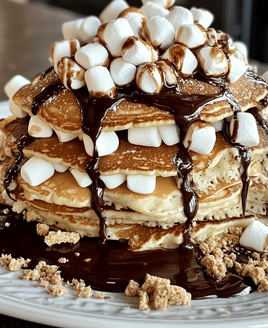 Pancakes are a universal breakfast favorite, cherished for their fluffy texture and warm comfort. Whether enjoyed on a lazy Sunday morning or as a quick weekday breakfast, they hold a special place in the hearts of many. The nostalgia of gathering around a griddle, flipping pancakes, and pouring syrup is an experience that transcends generations. Now, imagine infusing that beloved breakfast staple with the delightful flavors of s’mores—graham crackers, chocolate, and marshmallows. This combination not only elevates the humble pancake but also brings a playful twist to the classic campfire treat, making it an irresistible indulgence for both kids and adults alike.