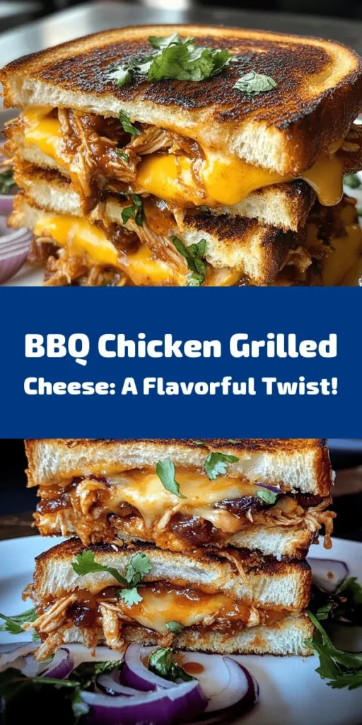 Treat yourself to the ultimate comfort food with this BBQ Chicken Grilled Cheese! Made with shredded chicken mixed in your favorite BBQ sauce and loaded with sharp cheddar and mozzarella cheese, this sandwich is grilled to perfection on buttery sourdough or Texas toast. Perfect for lunch or a cozy dinner, serve it with a side of fries or a salad. Get ready for gooey, cheesy goodness that's sure to satisfy your cravings!