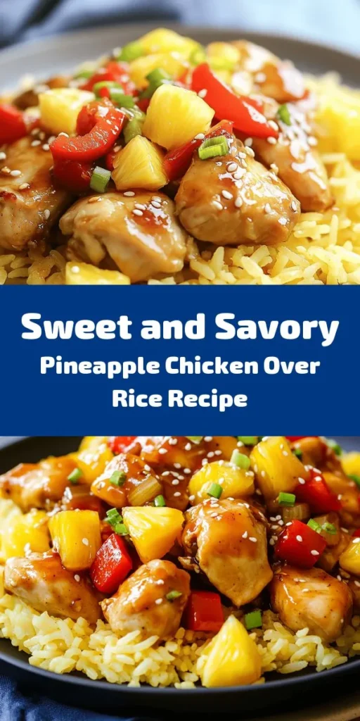 Indulge in this delicious Sweet and Savory Pineapple Chicken and Rice recipe! Perfect for a weeknight dinner, this dish features tender chicken thighs sautéed with colorful bell peppers and sweet pineapple, all simmered in a honey-soy sauce blend. Served over fluffy jasmine rice, it’s a delightful balance of flavors. Garnish with green onions and sesame seeds for an extra touch. Quick prep time makes it ideal for busy evenings. Enjoy a taste of tropical goodness!