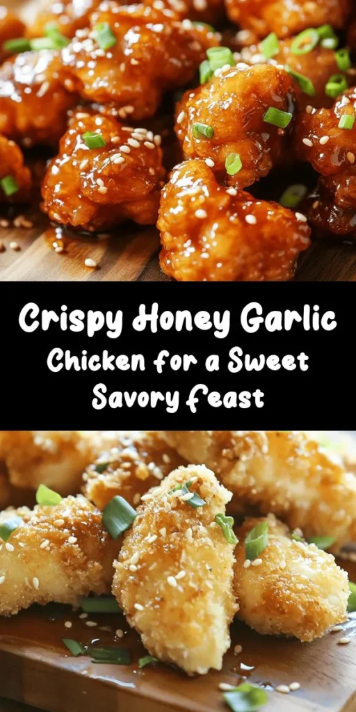 Satisfy your cravings with this delectable Crispy Chinese Honey Garlic Chicken! This easy recipe features tender, bite-sized pieces of chicken thigh, coated in a crispy batter and tossed in a sweet, savory honey garlic sauce. Perfect for a quick weeknight dinner or a tasty treat, this dish is ready in just 30 minutes. Serve it up with rice or veggies for a complete meal! Your family will be begging for seconds!