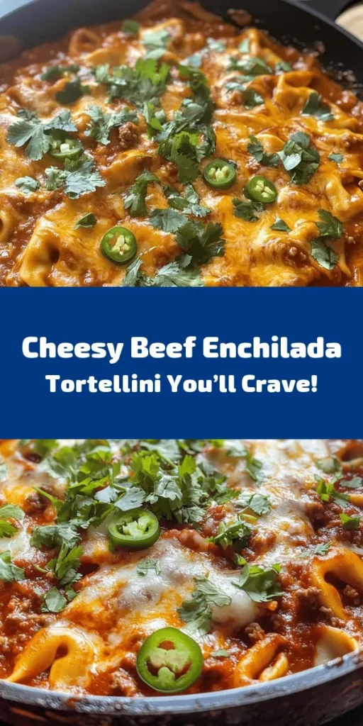 Indulge in the creamy, cheesy goodness of Cheesy Beef Enchilada Tortellini! This easy recipe combines tender cheese tortellini with savory ground beef, onions, and garlic, all simmered in zesty enchilada sauce and salsa. Topped with melted cheddar and Monterey Jack, it’s a family favorite that’s ready in just 30 minutes. Garnish with fresh cilantro or jalapeños for a flavorful kick. Perfect for a cozy weeknight dinner!