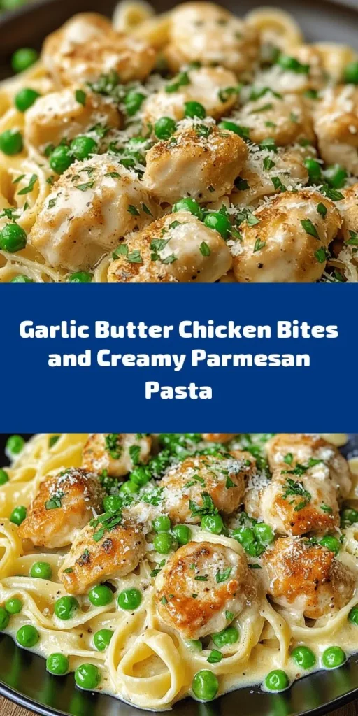 Indulge in this delicious Garlic Butter Chicken Bites with Savory Creamy Parmesan Pasta recipe! Perfect for a cozy dinner, this dish features juicy chicken cooked in rich garlic butter paired with creamy, cheesy pasta. It's simple to make and ready in just 30 minutes. You'll love the combination of flavors and the touch of freshness from parsley and lemon. Great for family meals or impressing guests! Try it tonight and satisfy your cravings!