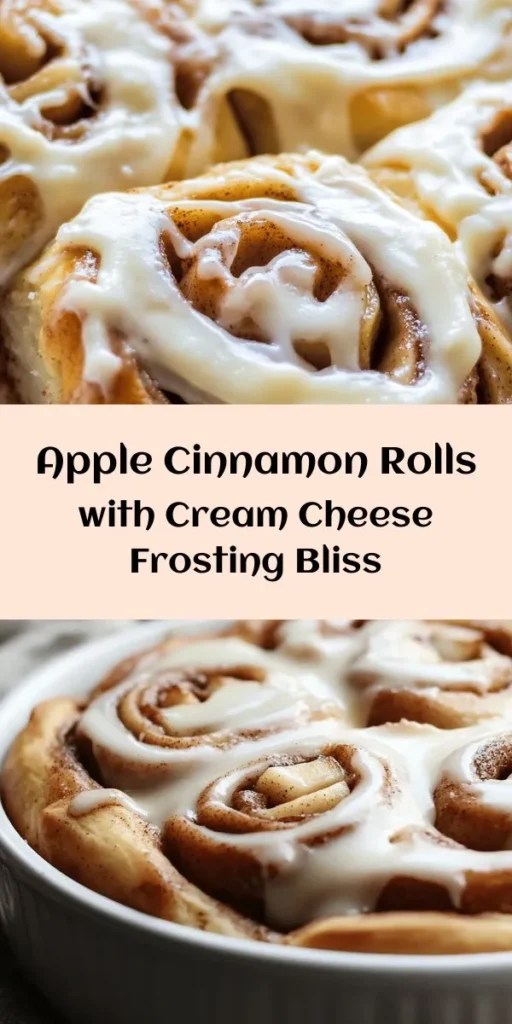 Get ready to indulge in these irresistible Apple Cinnamon Rolls with Cream Cheese Frosting! This delicious recipe combines soft, sweet dough with a spiced apple filling, making the perfect treat for breakfast or dessert. With a creamy frosting on top, each bite is pure bliss. Follow simple steps to create warm, gooey rolls that will impress your family and friends. Perfect for cozy weekends or special occasions! Enjoy a slice of heaven today!