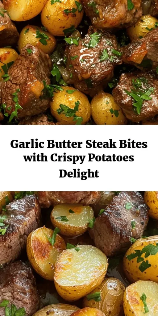 Indulge in the deliciousness of Garlic Butter Steak Bites paired with crispy baby potatoes! This easy recipe features tender sirloin steak coated in a rich garlic butter sauce, infused with fragrant herbs, and perfectly roasted potatoes seasoned to golden perfection. Ready in just 40 minutes, it's a satisfying meal that your family will love. Perfect for weeknight dinners or special occasions, serve with fresh parsley for that gourmet touch!