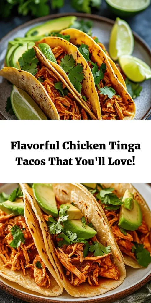 Get ready to delight your taste buds with these Best Chicken Tinga Tacos! This simple yet flavorful recipe features tender shredded chicken marinated in a smoky, spiced sauce made from guajillo chiles and chipotle peppers. Perfectly paired with warm corn tortillas, fresh cilantro, and optional avocado slices, these tacos are ideal for any occasion. Just prepare, assemble, and enjoy with lime wedges for a tangy finish. Happy cooking!