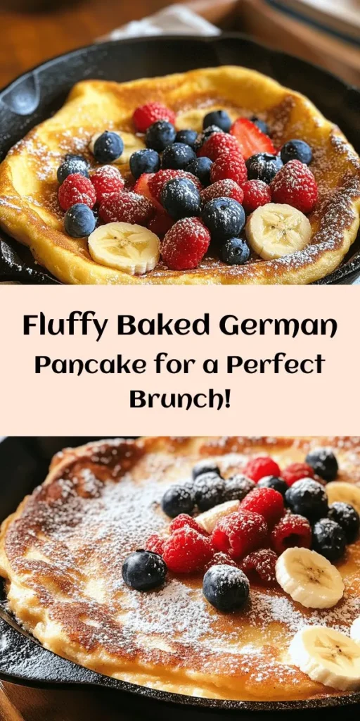 Discover the joy of a Fluffy Baked German Pancake that’s as delicious as it is easy to make! With just a few simple ingredients like eggs, milk, and flour, you can whip up this light and airy treat in less than 35 minutes. Perfect for breakfast or brunch, this pancake puffs up beautifully in the oven and is best served warm with a dusting of powdered sugar, fresh lemon juice, and your favorite toppings like berries or maple syrup. Enjoy a delightful twist on your morning routine!