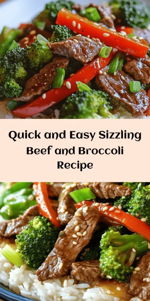 Indulge in a delicious homemade Sizzling Chinese Beef and Broccoli that's sure to impress! This quick and easy recipe features tender flank steak stir-fried with vibrant broccoli and bell pepper, all coated in a savory sauce of soy and oyster sauces, garlic, and ginger. Ready in just 35 minutes, it’s perfect for weeknight dinners. Serve it over steamed rice or noodles and top with sesame seeds and green onions for an extra touch. Enjoy a flavorful, healthy meal tonight!