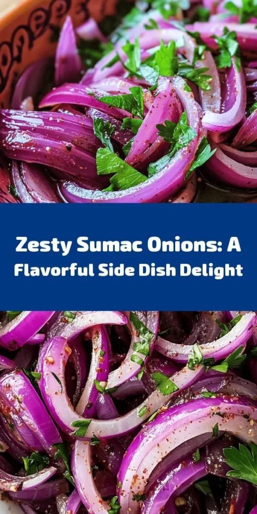 Add a burst of flavor to your meals with these zesty sumac onions! This easy recipe combines thinly sliced red onions with a tangy marinade of olive oil, sumac, lemon juice, and spices for a vibrant side dish. Perfect for topping grilled meats or enhancing salads, these marinated onions are both refreshing and delicious. Just let them sit for a bit to absorb the flavors, and enjoy them chilled or at room temperature. Give your dishes a delicious upgrade!