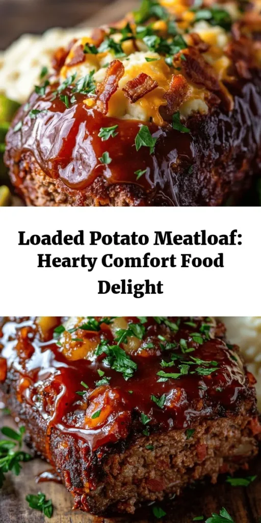 Get ready to savor the ultimate comfort food with this Loaded Potato Meatloaf! This delicious dish combines juicy ground beef with creamy mashed potatoes, sharp cheddar cheese, and crispy bacon, all topped with a sweet and tangy ketchup glaze. Perfect for family dinners or a cozy night in, this meatloaf is easy to prepare and offers a delightful twist on a classic favorite. Serve it with extra mashed potatoes and veggies for a satisfying meal everyone will love!