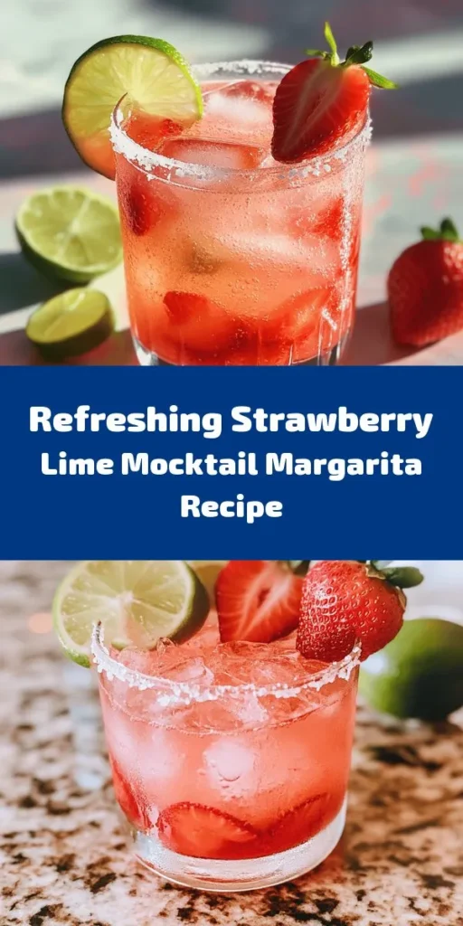 Quench your thirst with this delightful Strawberry Lime Mocktail Margarita! Perfect for warm days or gatherings, this refreshing drink combines fresh strawberries, zesty lime juice, and sparkling water for a bubbly twist. Rimming the glasses with salt adds an extra touch. Super easy to make in just 10 minutes, this mocktail is garnished with vibrant strawberry and lime slices. It’s a fun and alcohol-free way to enjoy a tasty treat! Give it a try today!