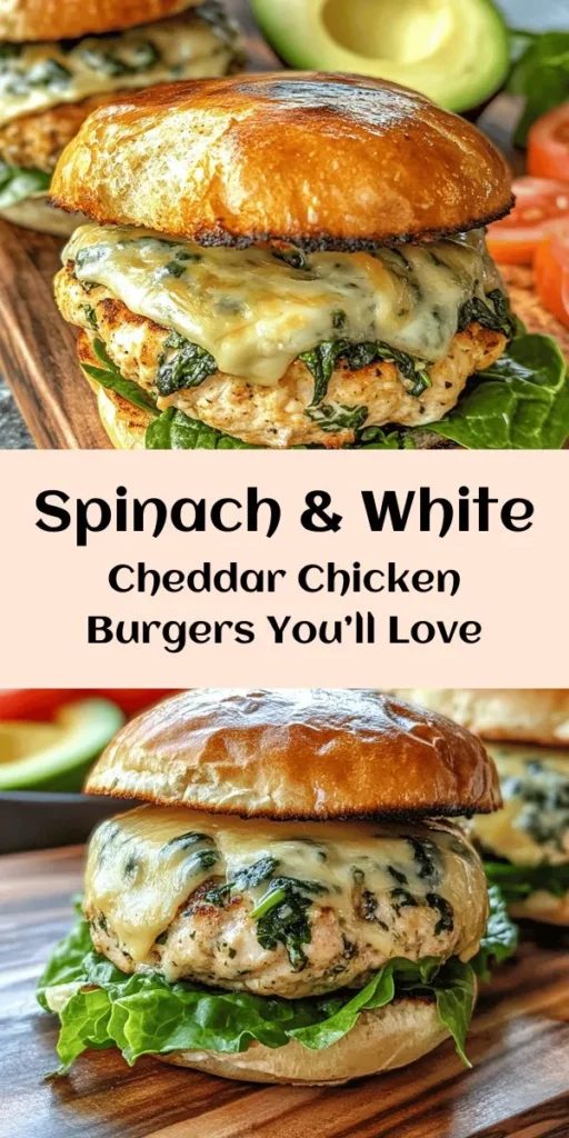 Looking for a delicious twist on burgers? Try these White Cheddar & Spinach Chicken Burgers! Packed with fresh spinach, creamy white cheddar, and loads of flavor, they’re easy to make in just 30 minutes. Perfect on the grill, these juicy chicken patties are seasoned to perfection and can be topped with your favorite fixings like avocado and aioli. Serve them up with sweet potato fries or a fresh salad for a meal everyone will love!