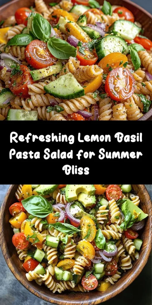 Discover a refreshing twist on pasta with this Zesty Lemon Basil Pasta Salad! Packed with vibrant veggies like cherry tomatoes and cucumbers, this dish is perfect for warm days and gatherings. Whip it up in just 50 minutes, including a chill in the fridge. Tossed in a bright lemon and olive oil dressing, it's bursting with flavor. Garnish with creamy avocado for an extra touch. A delightful, healthy option that serves 4-6!