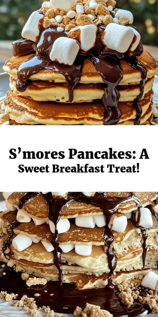 Treat yourself to the ultimate breakfast delight with these S’mores Pancakes! Combining fluffy pancakes with crushed graham crackers, mini marshmallows, and chocolate chips, this recipe brings the classic campfire treat right to your table. Easy to make in just 30 minutes, serve these warm with a drizzle of chocolate sauce and extra marshmallows on top for a mouth-watering indulgence. Perfect for family brunch or a cozy weekend treat!