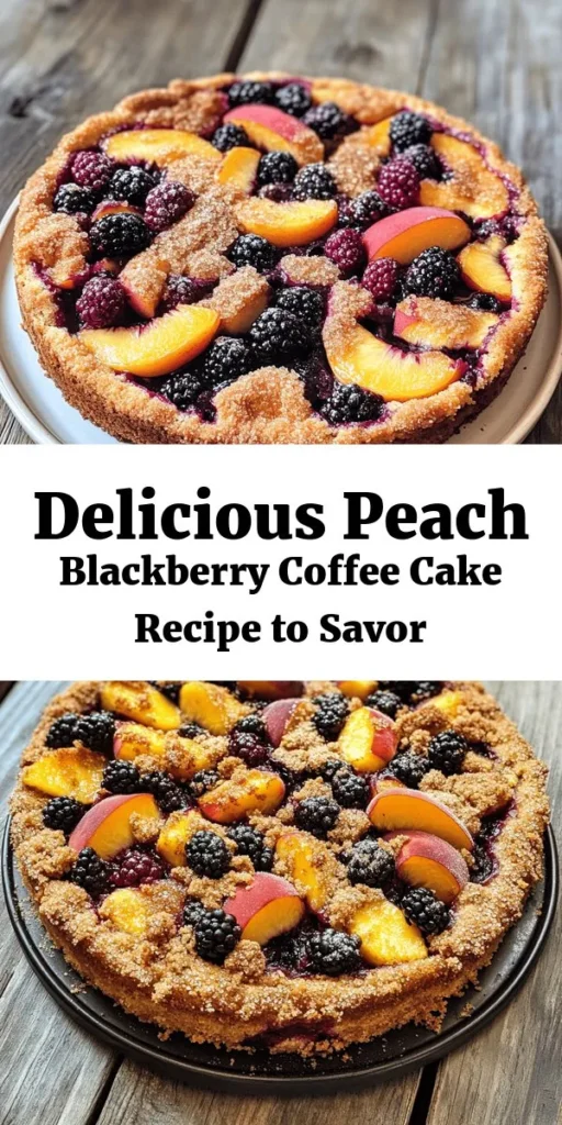 Enjoy the delightful flavors of summer with this Peach Blackberry Coffee Cake! Bursting with juicy peaches and tart blackberries, this moist and fluffy cake is perfect for breakfast, brunch, or an afternoon treat. Easy to make with simple ingredients, it combines the richness of butter and sour cream with a sweet cinnamon topping. Bake it in just 35-40 minutes and serve it warm for a deliciously comforting dessert that everyone will love!